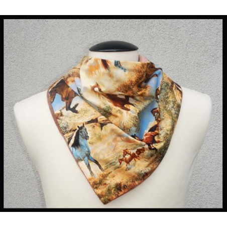 Rogey Scarf_Wild Horses w/Brown Bamboo velour