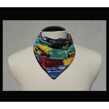 Rogey - Petite Scarf  Vintage Cars (XS)_ w/Navy Bamboo velour