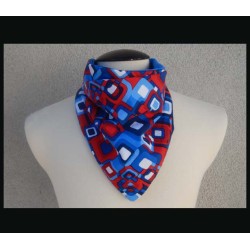 Rogey Petite Scarf (Larger)_Red Blue Blocks w/Royal Blue bamboo velour